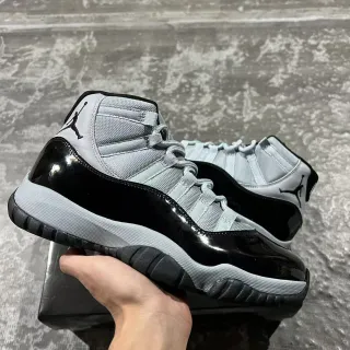 Air Jordan 11 Black Gray High-Top Patent Leather Mudguard Basketball Shoes