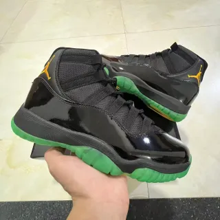 Air Jordan 11 Black Green Gold Basketball Shoes