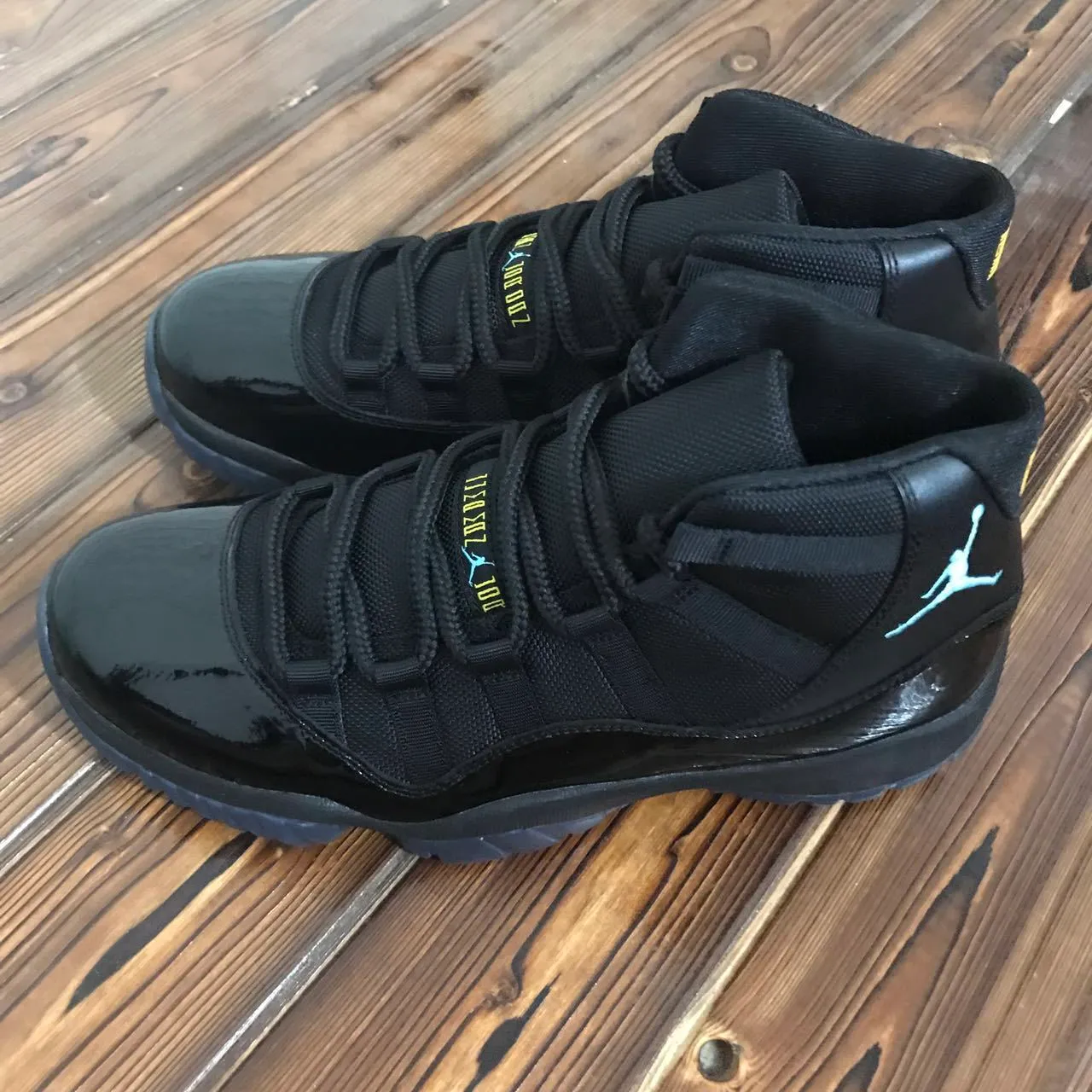 Air Jordan 11 Preto Azul Claro Jumpman Tênis de Basquete 5