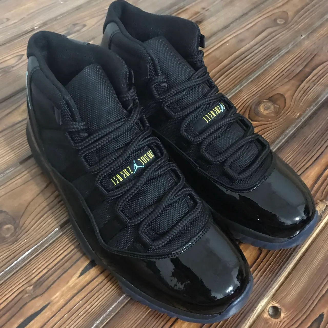 Air Jordan 11 Preto Azul Claro Jumpman Tênis de Basquete 6