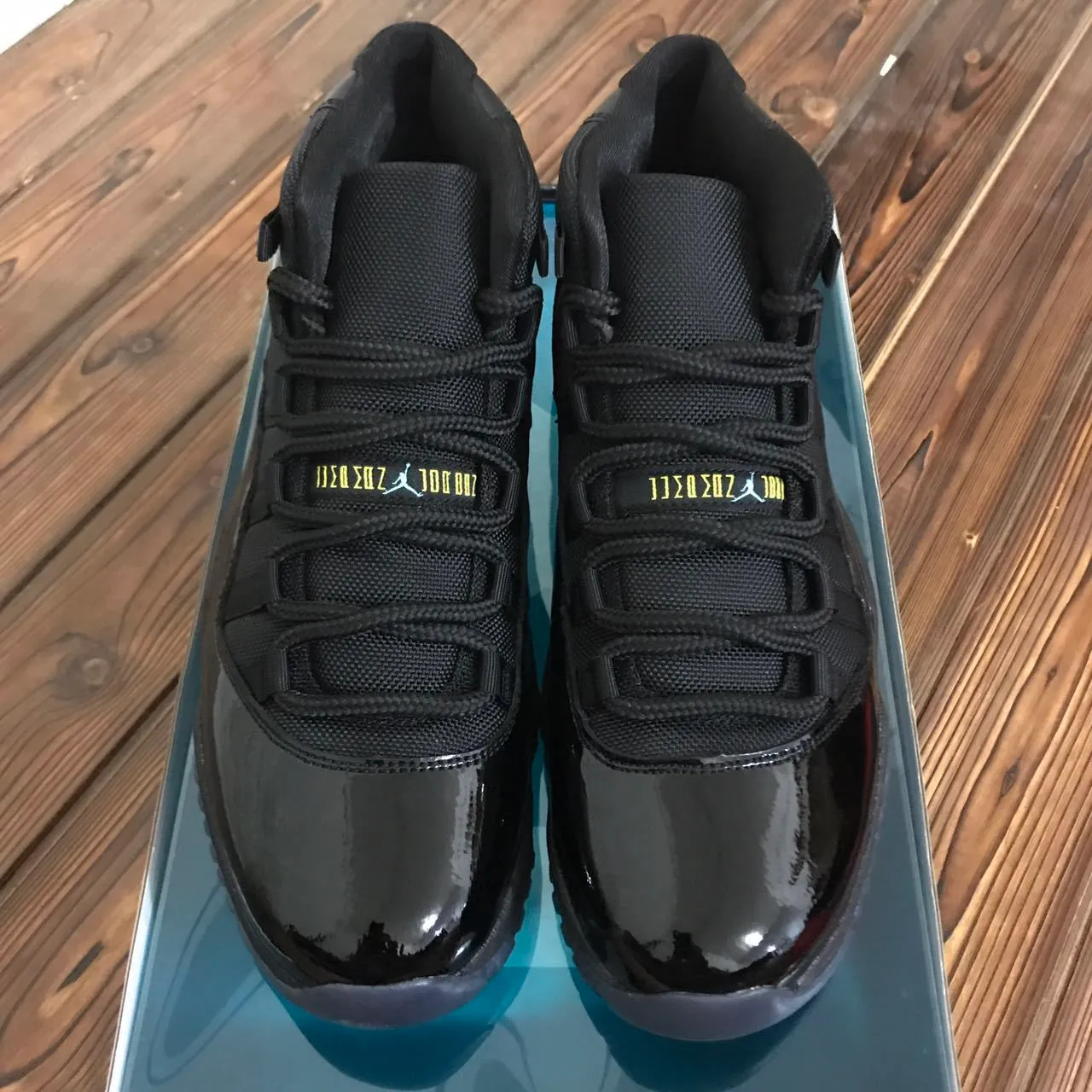 Air Jordan 11 Preto Azul Claro Jumpman Tênis de Basquete 9