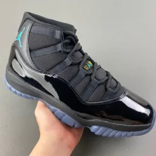 Air Jordan 11 Preto Couro Patentado Icy Blue Tênis de Basquete