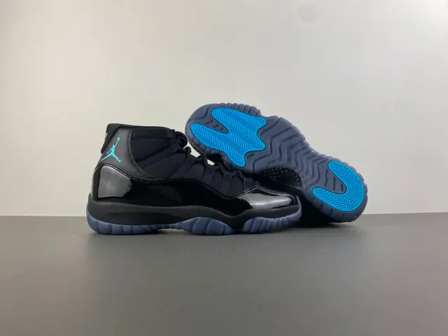 Air Jordan 11 Negro Cuero Patentado Icy Blue Zapatillas de Baloncesto 12
