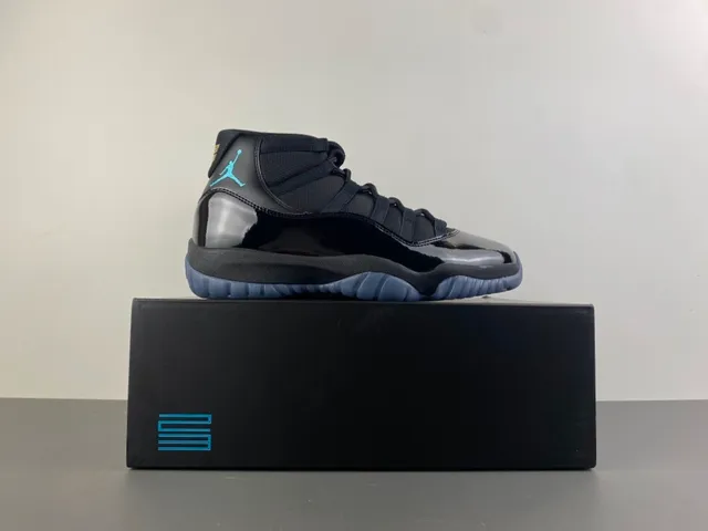 Air Jordan 11 Negro Cuero Patentado Icy Blue Zapatillas de Baloncesto 15