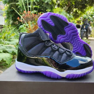 Air Jordan 11 Black Purple Patent Leather Basketball Shoes