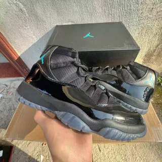 Air Jordan 11 Black Turquoise Patent Leather Basketball Shoes