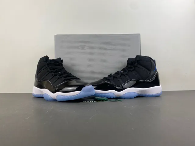 Air Jordan 11 Black White Icy Blue Basketball Shoes 14