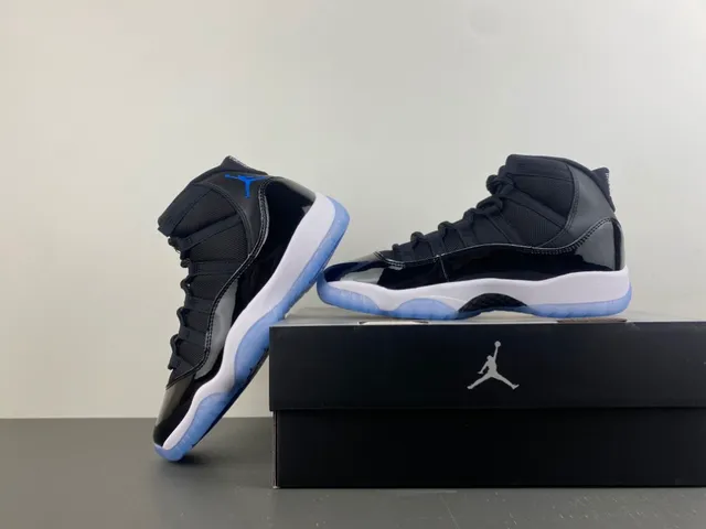 Air Jordan 11 Black White Icy Blue Basketball Shoes 15
