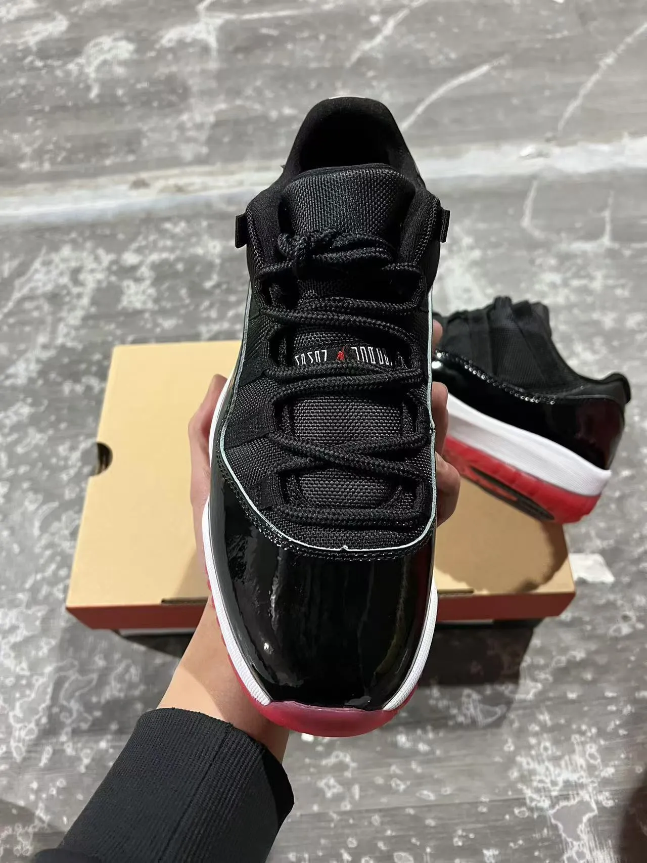 Air Jordan 11 Black White Red Basketball Shoes 3