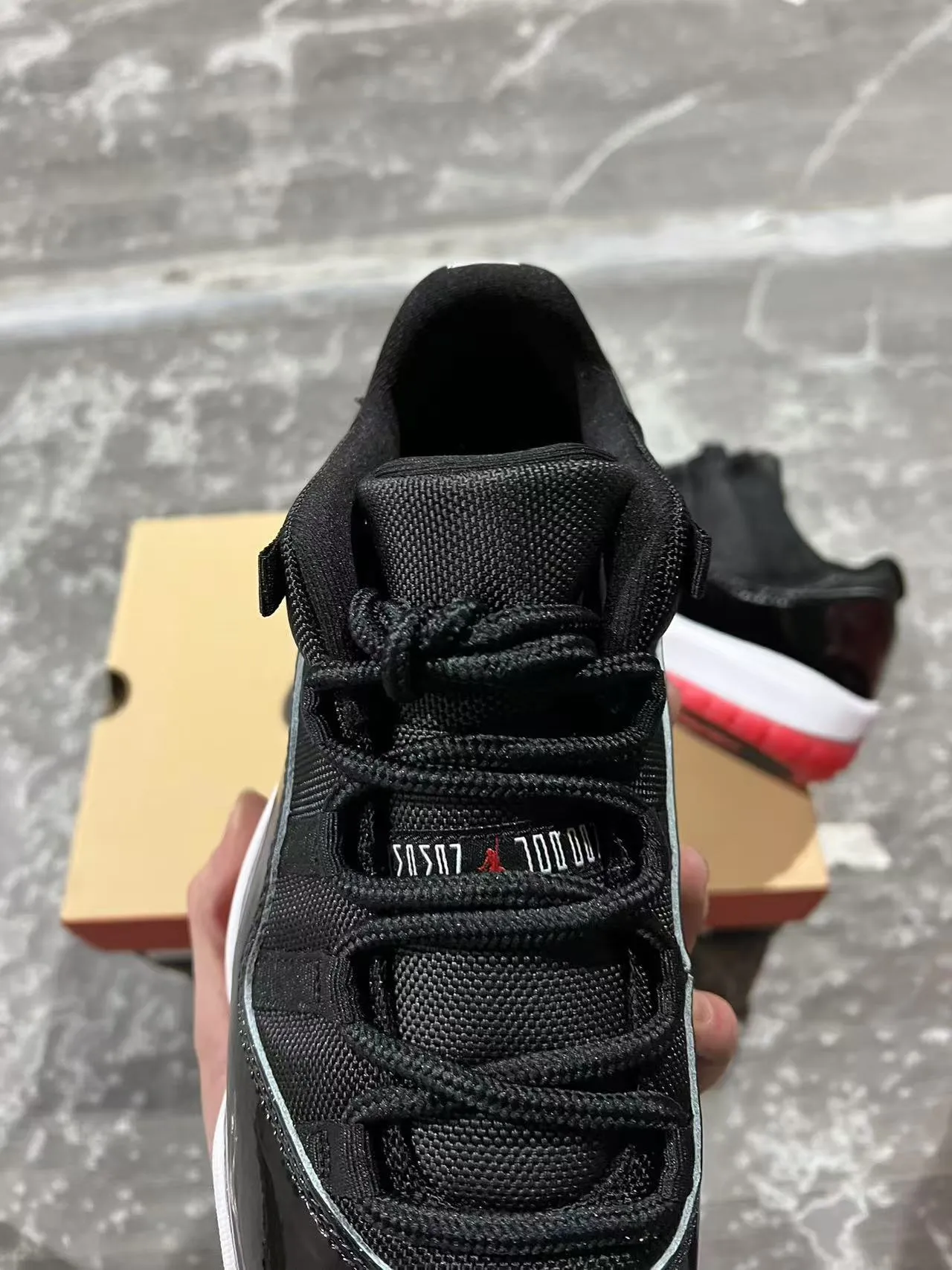 Air Jordan 11 Black White Red Basketball Shoes 4