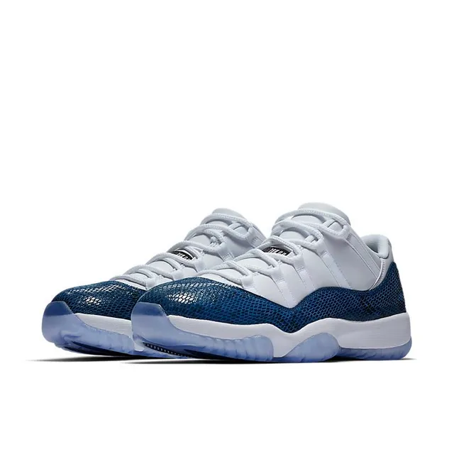 Air Jordan 11 Navy Snakeskin White Basketball Shoes 3