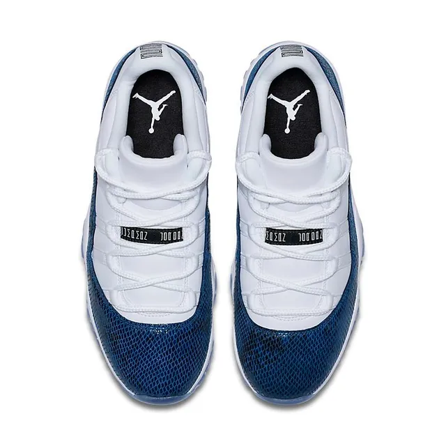 Air Jordan 11 Navy Snakeskin White Basketball Shoes 4