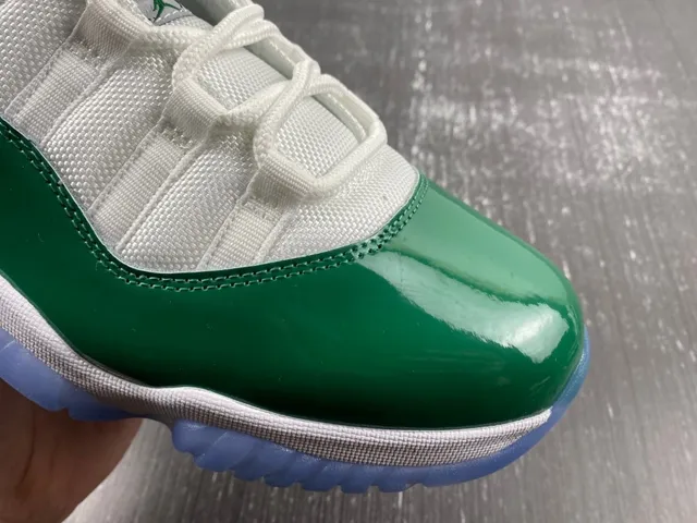 Air Jordan 11 Retro White and Green Patent Leather Basketball Shoes 2