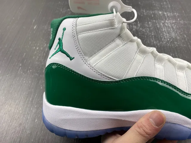 Air Jordan 11 Retro White and Green Patent Leather Basketball Shoes 3