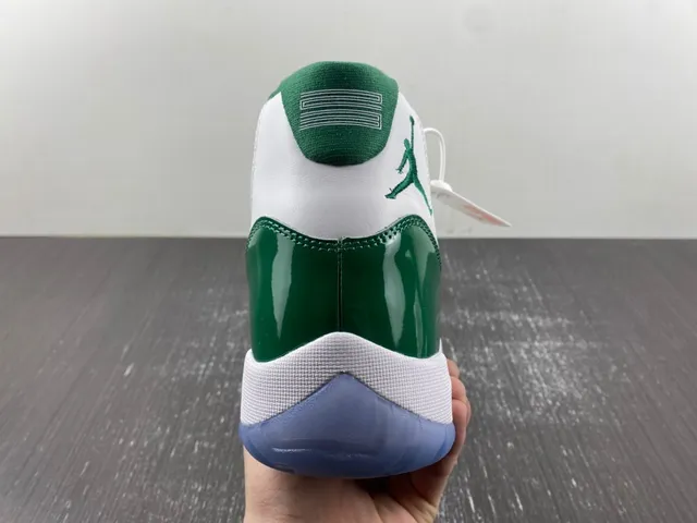 Air Jordan 11 Retro White and Green Patent Leather Basketball Shoes 5