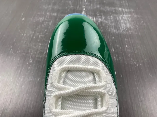 Air Jordan 11 Retro White and Green Patent Leather Basketball Shoes 6