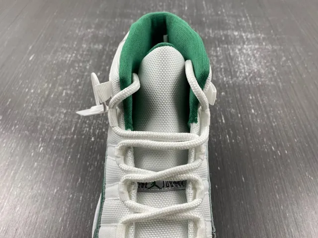 Air Jordan 11 Retro White and Green Patent Leather Basketball Shoes 7