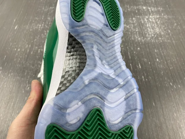 Air Jordan 11 Retro White and Green Patent Leather Basketball Shoes 11
