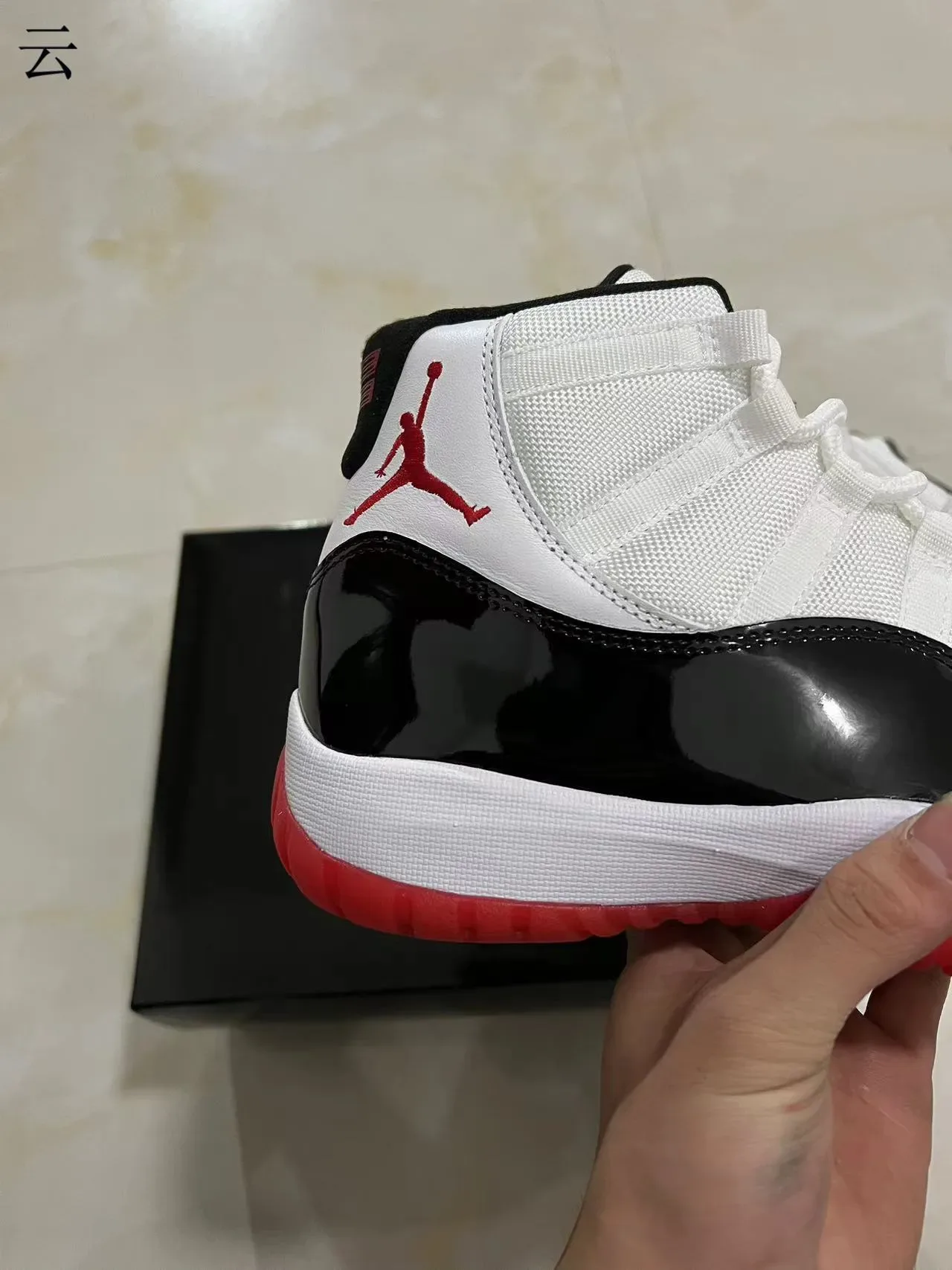 Air Jordan 11 Branco Preto Vermelho tênis de basquete 7