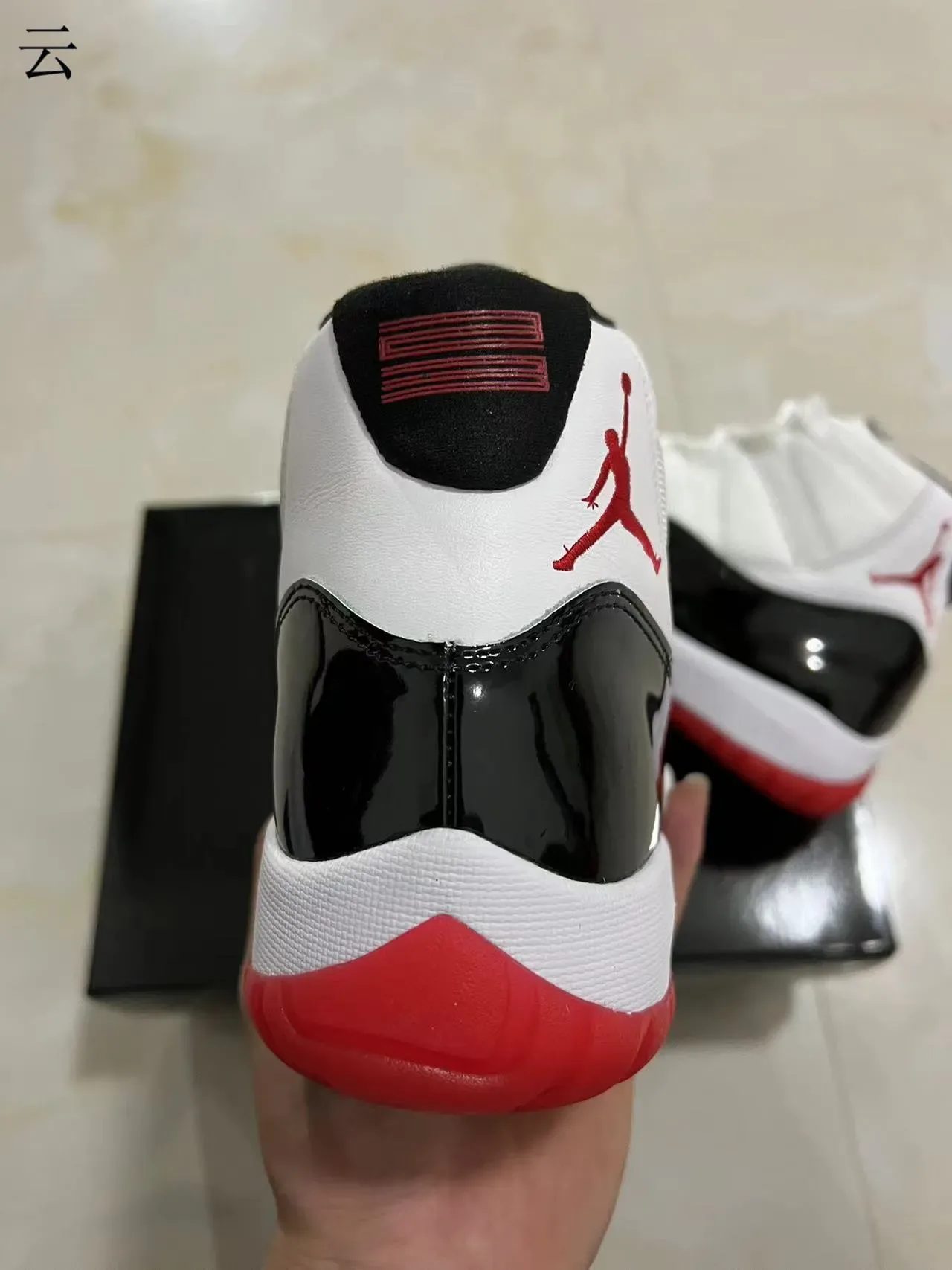 Air Jordan 11 Branco Preto Vermelho tênis de basquete 8