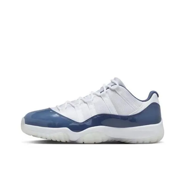 حذاء كرة السلة Air Jordan 11 أبيض وكحلي من الجلد اللامع 2