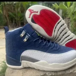 Air Jordan 12 Navy Blue White Red Basketball Shoes