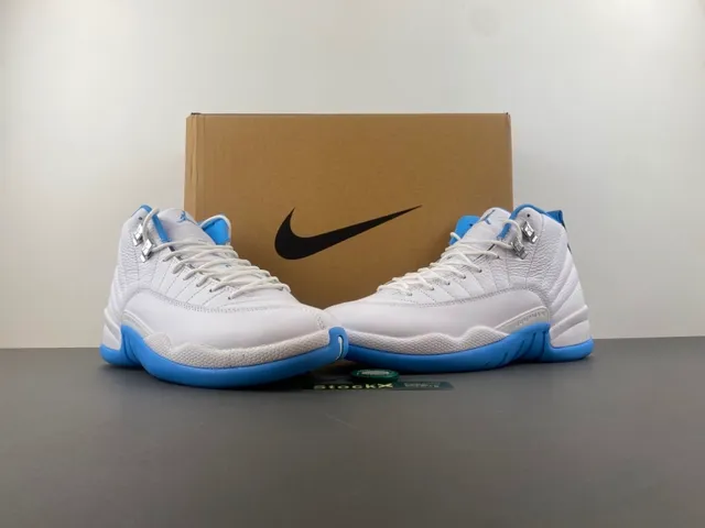 Air Jordan 12 White Blue Basketball Shoes 14