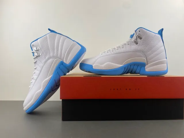 Air Jordan 12 White Blue Basketball Shoes 15