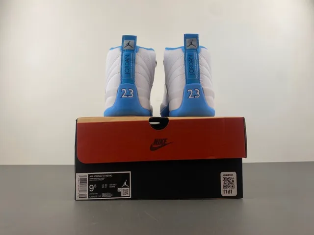 Air Jordan 12 White Blue Basketball Shoes 18