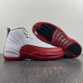 Air Jordan 12 White Red Basketball Shoes