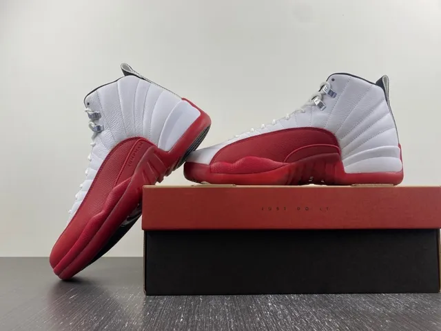 Air Jordan 12 White Red Basketball Shoes 15