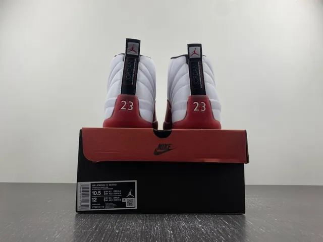 Air Jordan 12 White Red Basketball Shoes 18