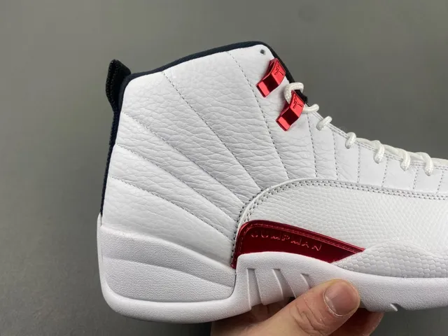 Air Jordan 12 White Red Black Basketball Shoes 2