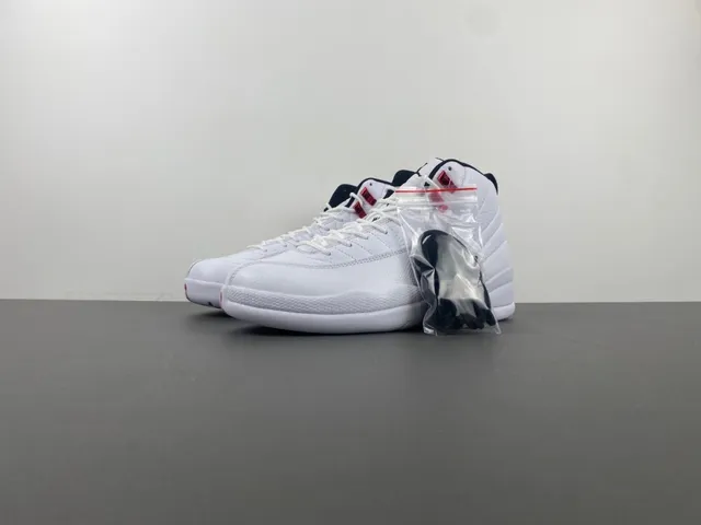 Air Jordan 12 White Red Black Basketball Shoes 11