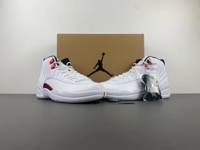 Air Jordan 12 White Red Black Basketball Shoes 14