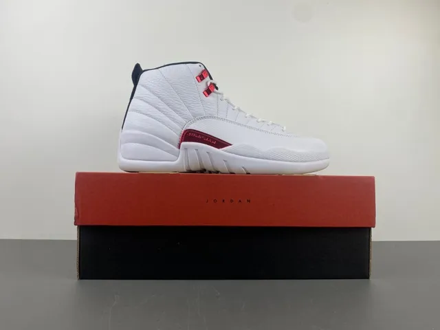 Air Jordan 12 White Red Black Basketball Shoes 16
