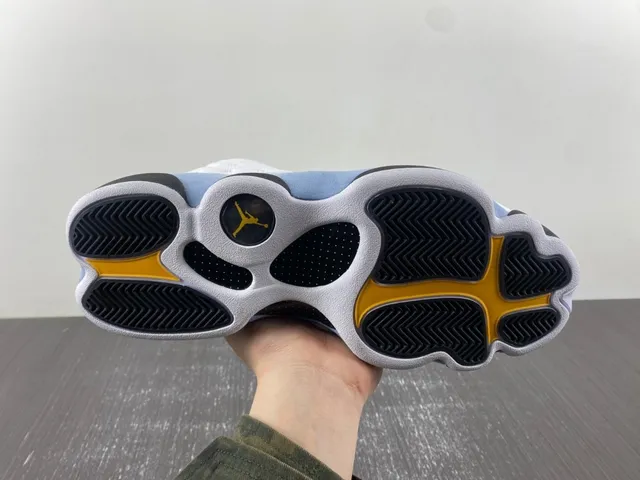 Air Jordan 13 White Light Blue Black Yellow Green Basketball Shoes 8