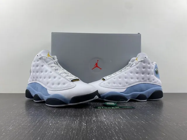 Air Jordan 13 White Light Blue Black Yellow Green Basketball Shoes 15