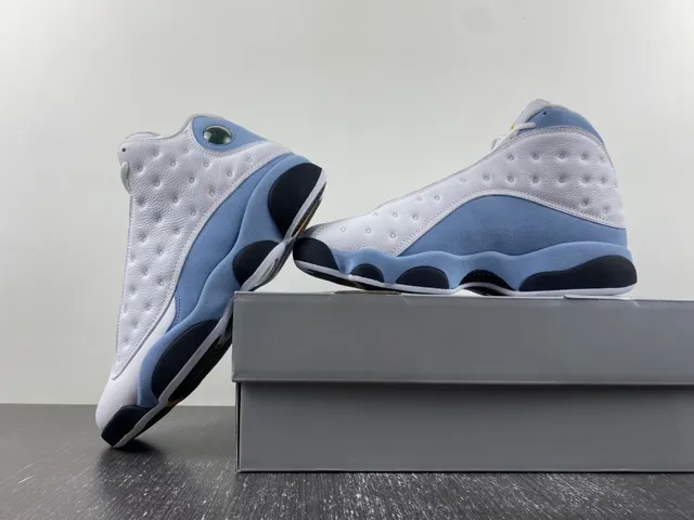 Air Jordan 13 White Light Blue Black Yellow Green Basketball Shoes 16