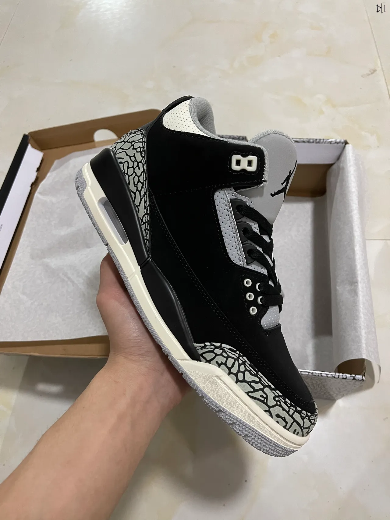 Air Jordan 3 Black Elephant Basketball Shoes 2