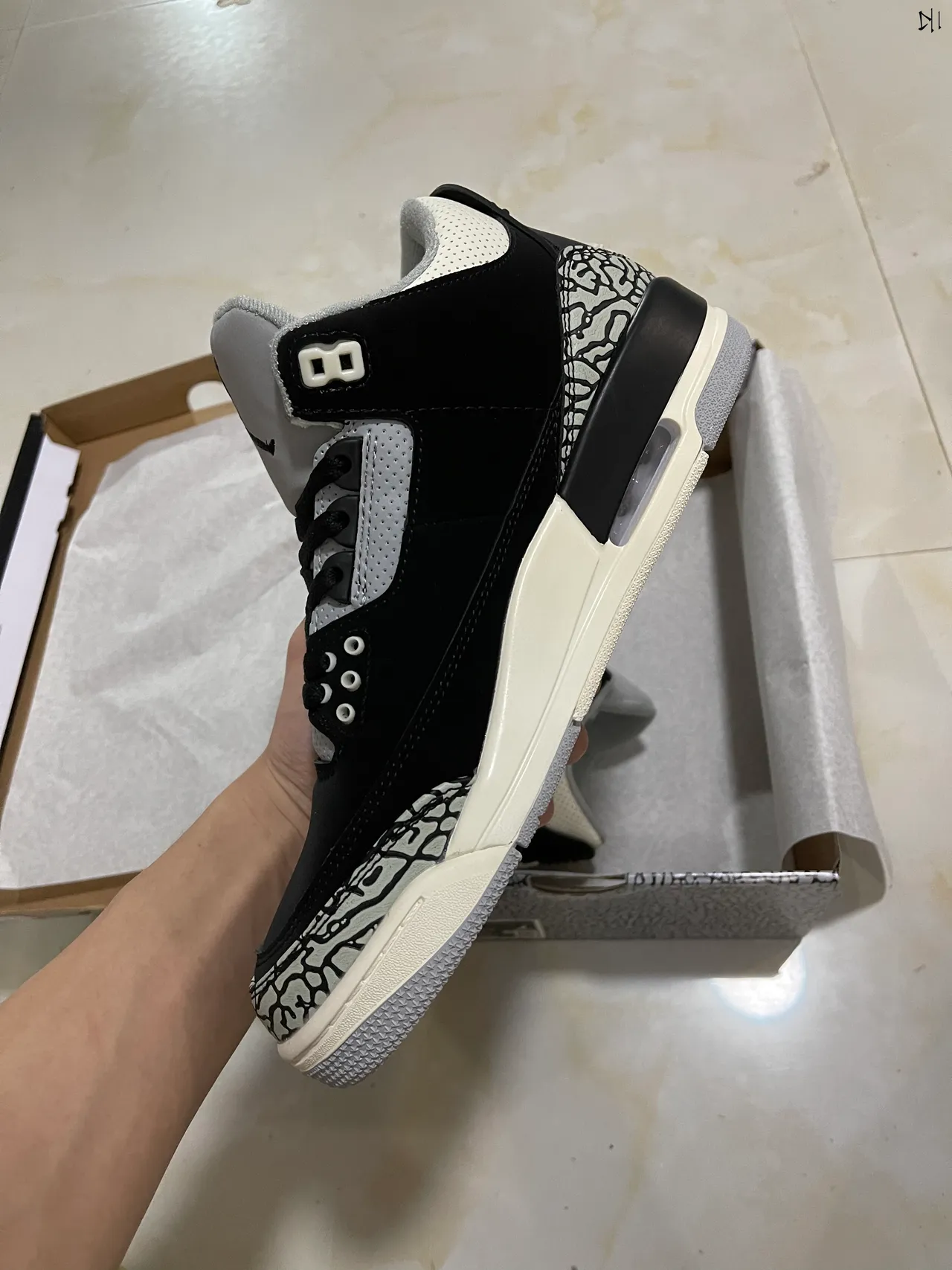 Air Jordan 3 Black Elephant Basketball Shoes 5