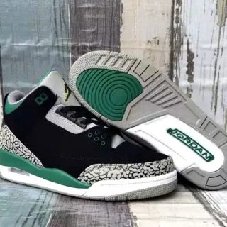 Air Jordan 3 Negro Verde Cimento Estampa de Elefante Zapatos de Baloncesto