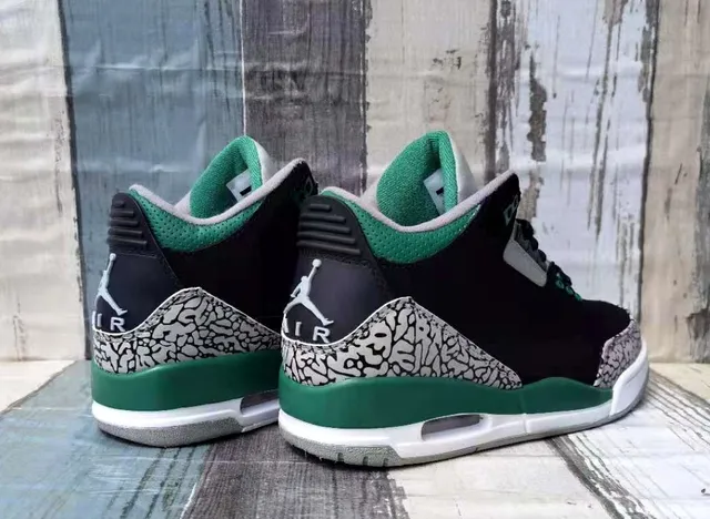 Air Jordan 3 Preto Verde Cimento Estampa de Elefante Tênis de Basquete 2