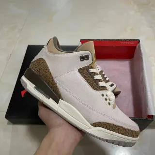 Air Jordan 3 Elephant Print Off-White Brown Basketball Shoes