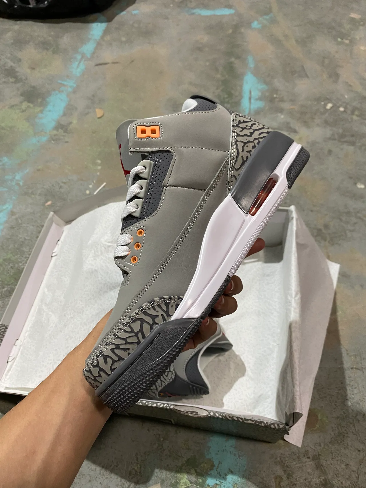 Air Jordan 3 Gray Elephant Basketball Shoes 4
