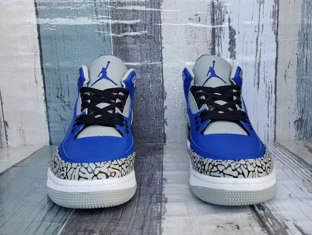 Air Jordan 3 Royal Blue Elephant Print Basketball Shoes 2