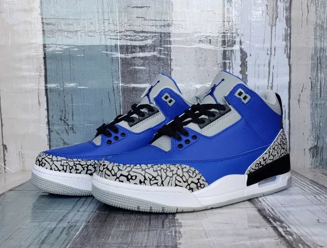 Air Jordan 3 Royal Blue Elephant Print Basketball Shoes 3