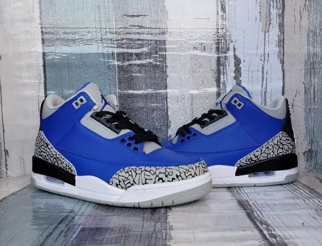 Air Jordan 3 Royal Blue Elephant Print Basketball Shoes 5