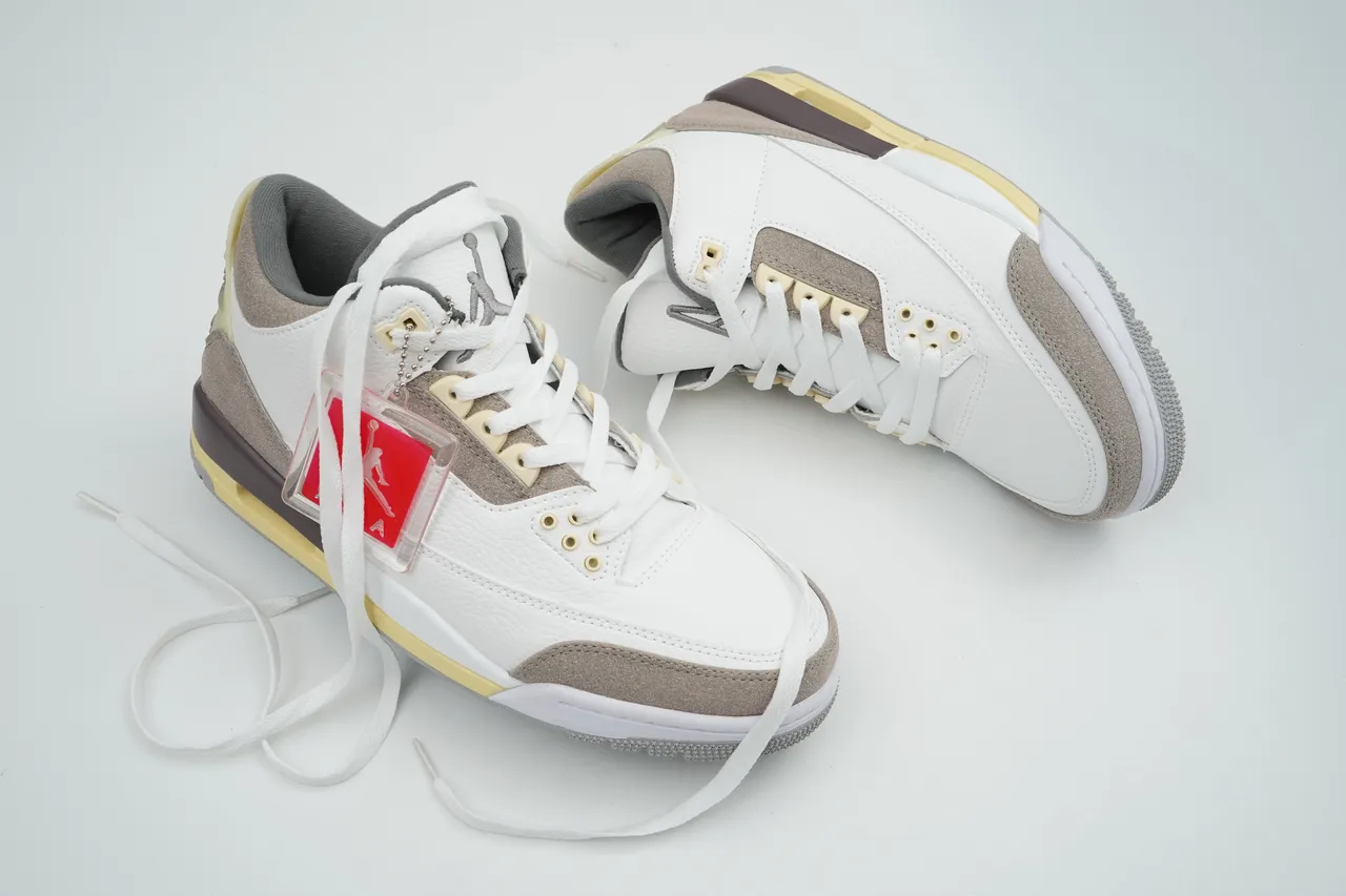 Air Jordan 3 White Beige Yellow Brown Basketball Shoes 2