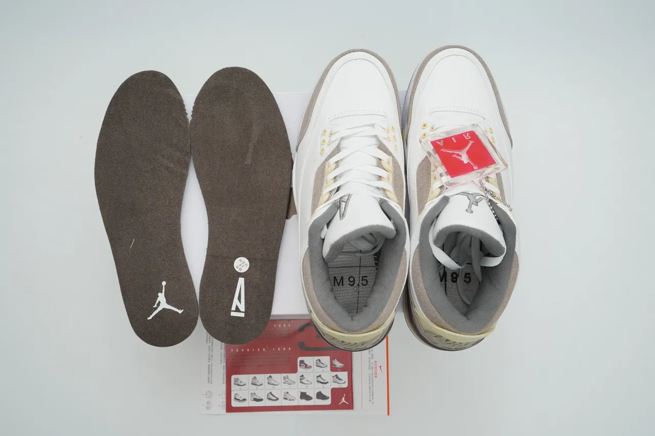 Air Jordan 3 White Beige Yellow Brown Basketball Shoes 3